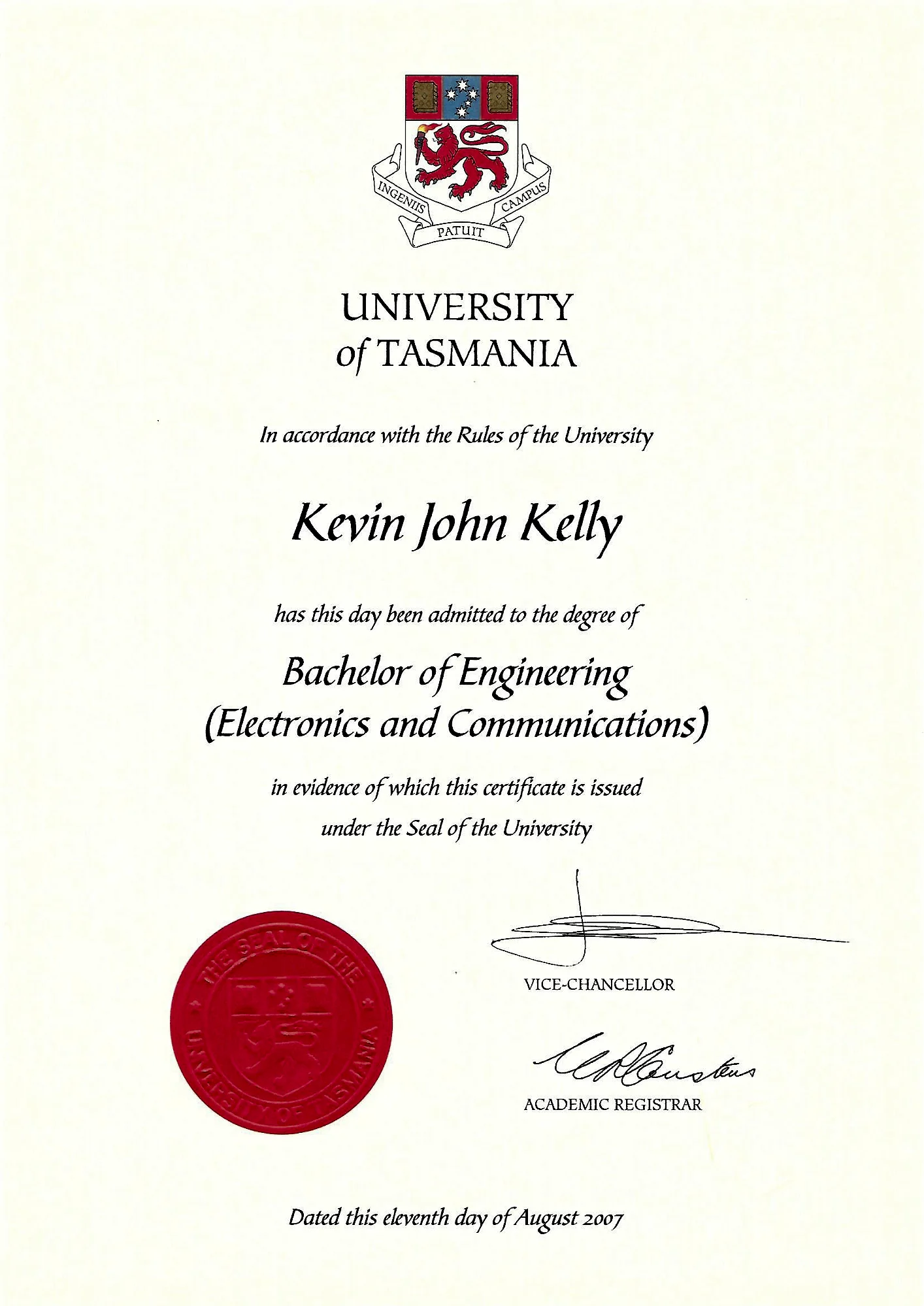 Bachelor of Engineering (Electronics and Communications)